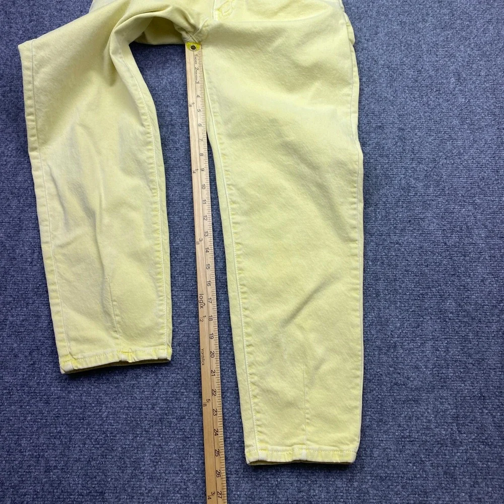 Q2 Premium Denim Womens Yellow High Rise Tapered Jeans Size M Faded